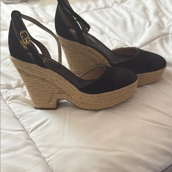 Sam Edelman Black Espadrille Shoes with Ankle Strap - Picture 2 of 3